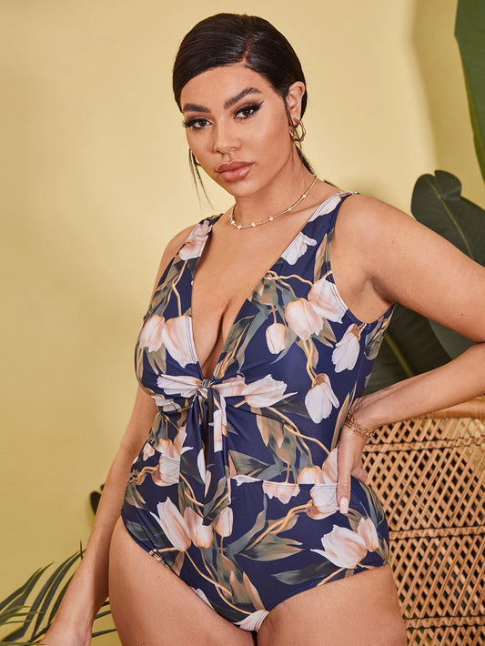 2022 Women's Plus Size One-Piece Swimsuit – Push-Up Swimwear with Full Coverage, Ideal for Beachwear and Pool Days
