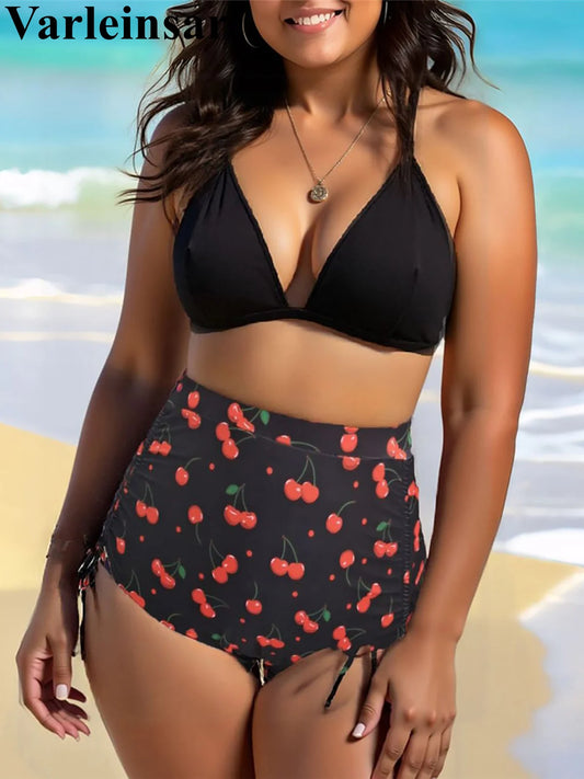 0XL-3XL Women’s Printed Bikini – Plus-Size Two-Piece Swimsuit, Stylish Large-Size Swimwear V7340